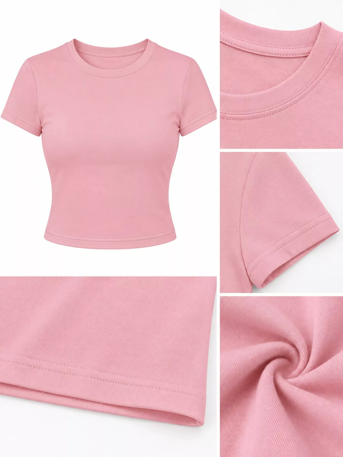 View 64 of the plain short-sleeve crewneck crop tee.