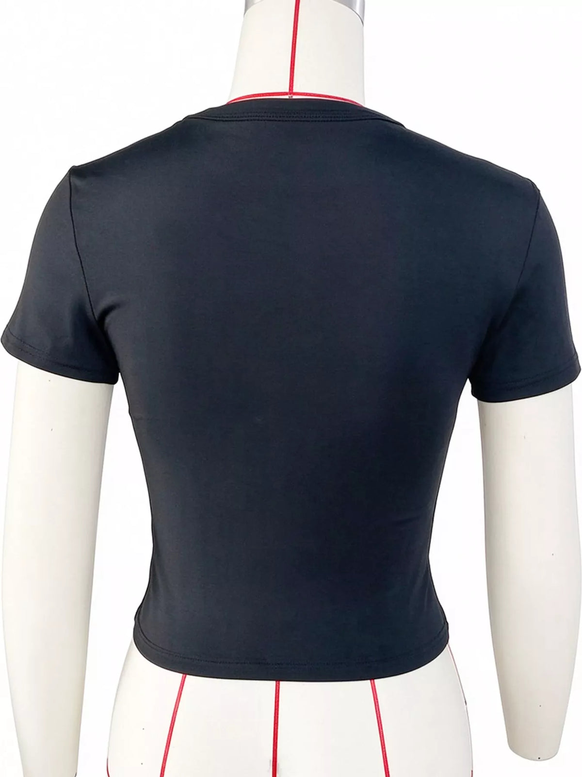 View 8 of the plain short-sleeve crewneck crop tee.