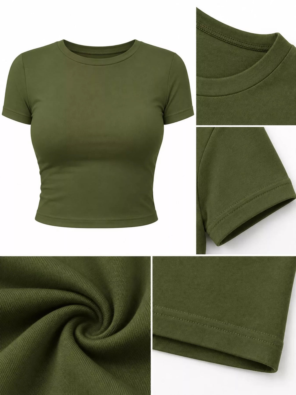 View 20 of the plain short-sleeve crewneck crop tee.