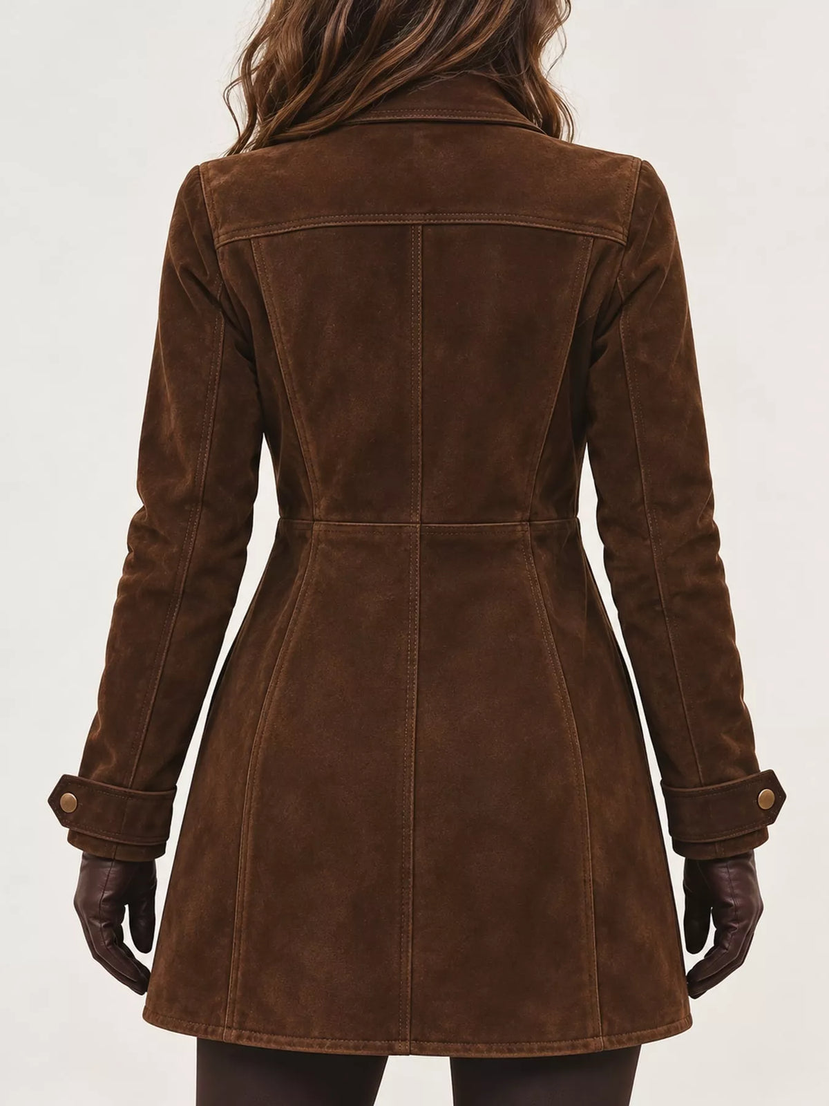View 2 of the unlined long-sleeve jacket with pockets across the front.