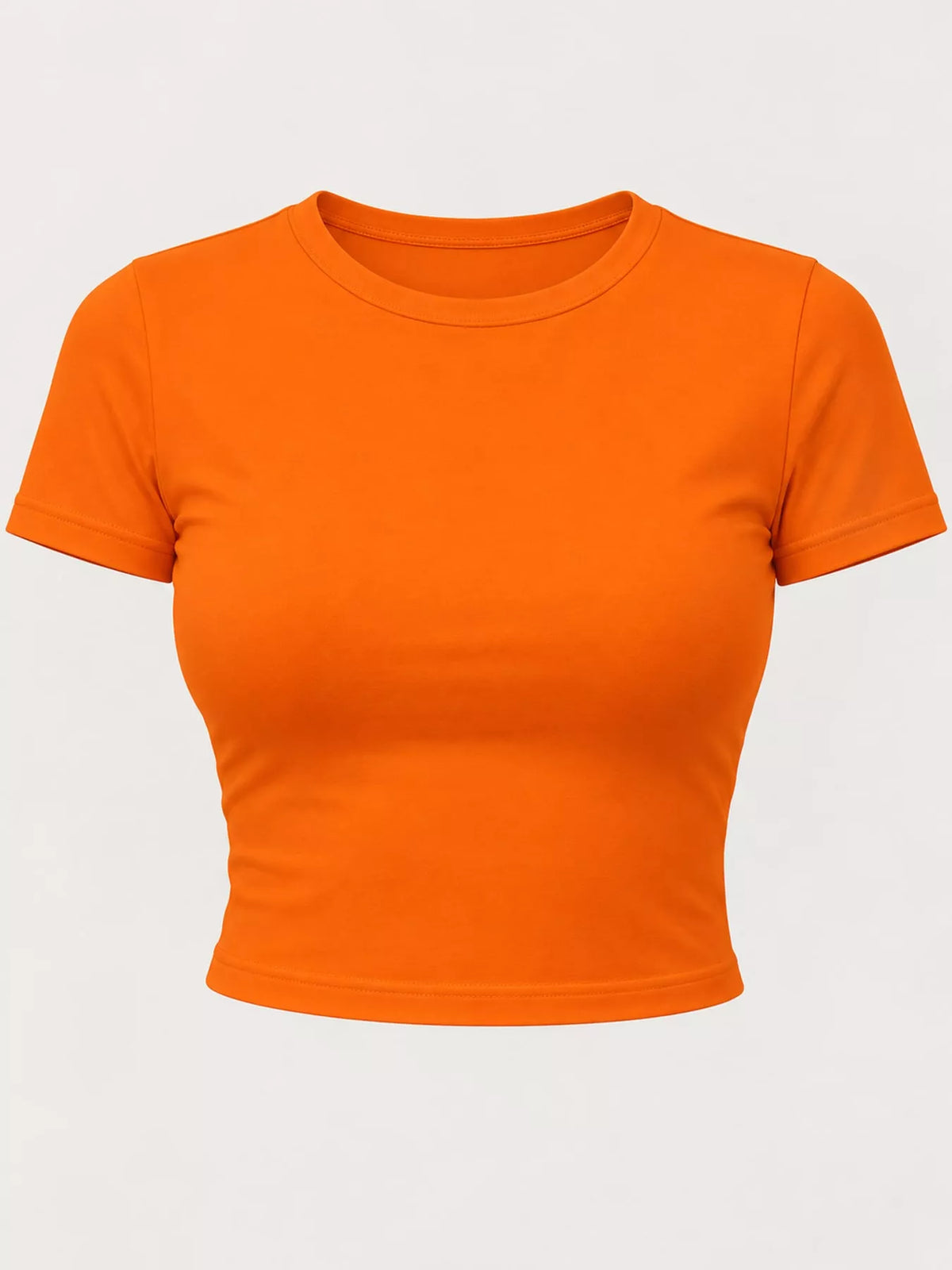 View 14 of the plain short-sleeve crewneck crop tee.