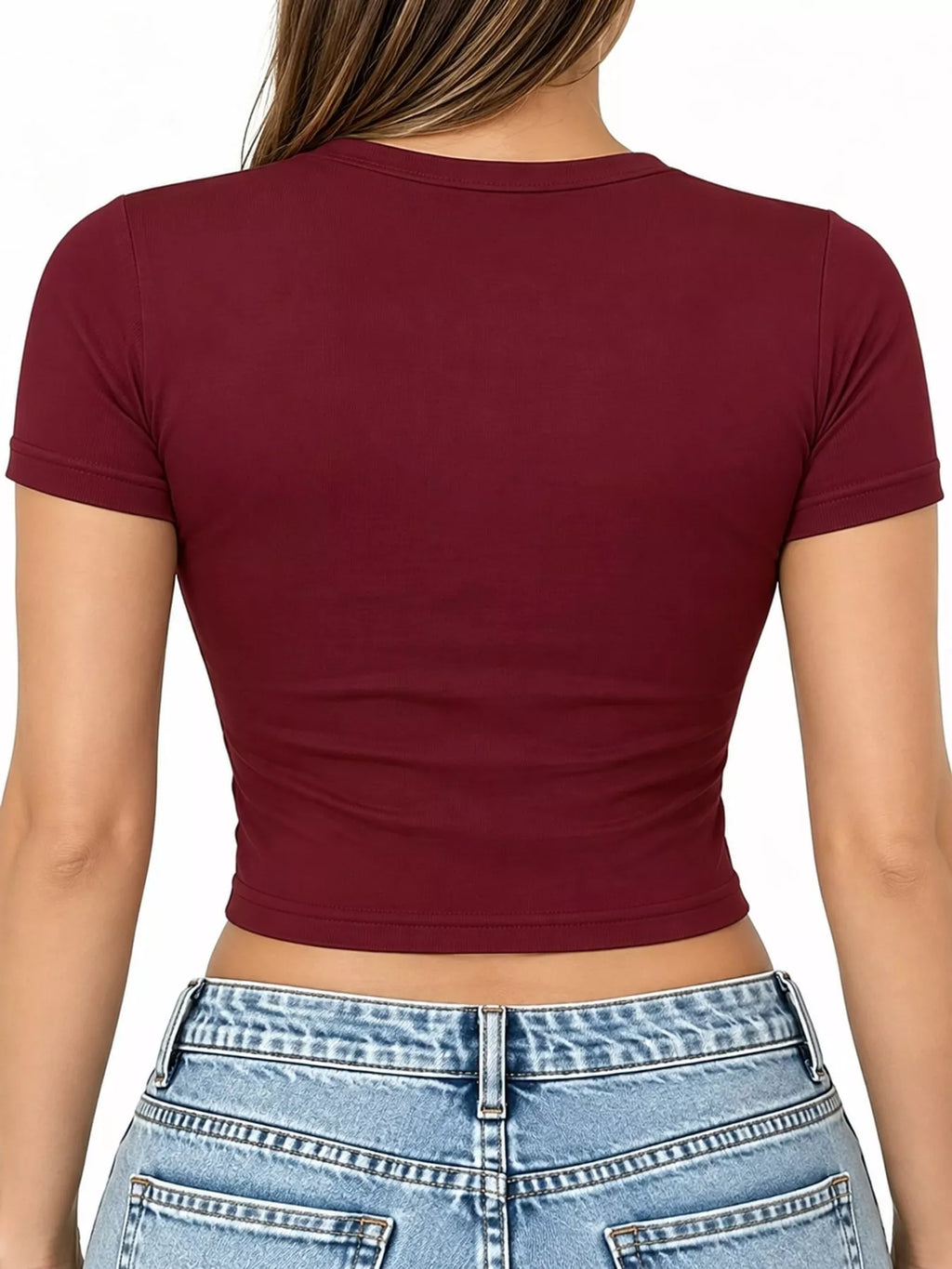 View 57 of the plain short-sleeve crewneck crop tee.