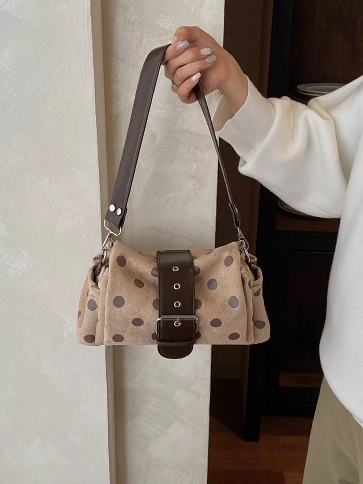 View 19 of the small polka-dot shoulder bag in PU leather.
