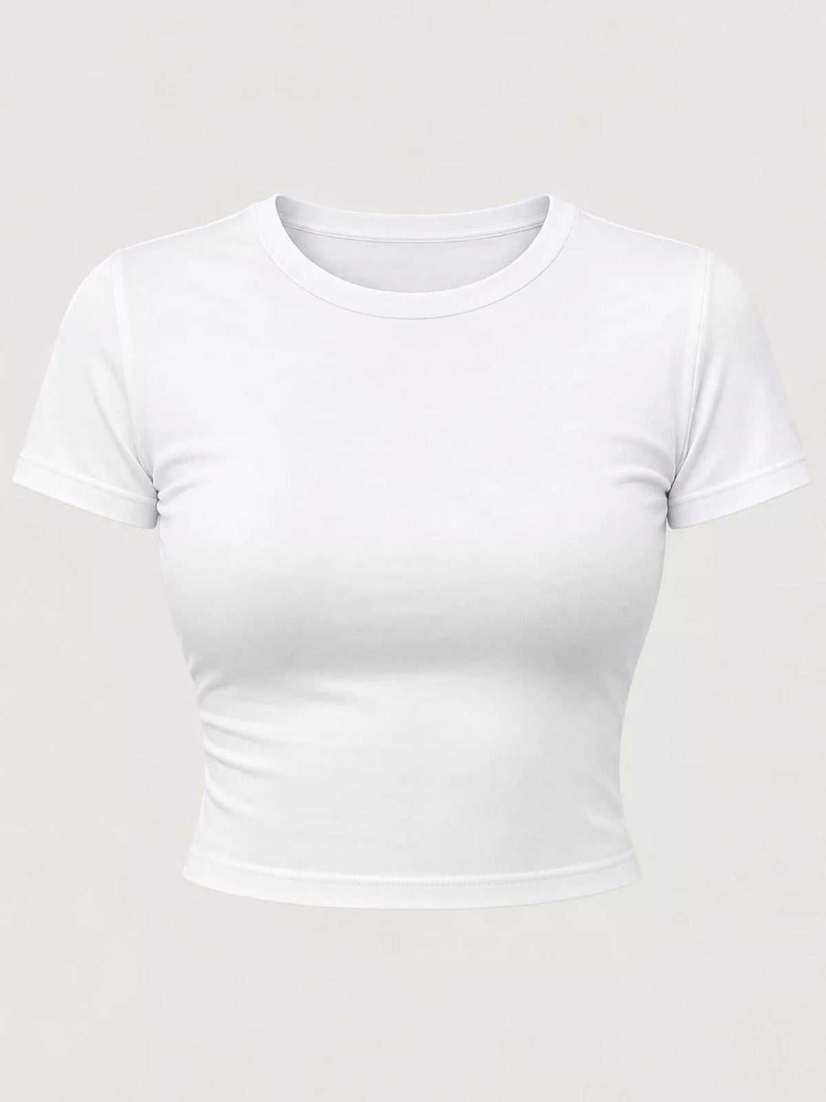View 4 of the plain short-sleeve crewneck crop tee.