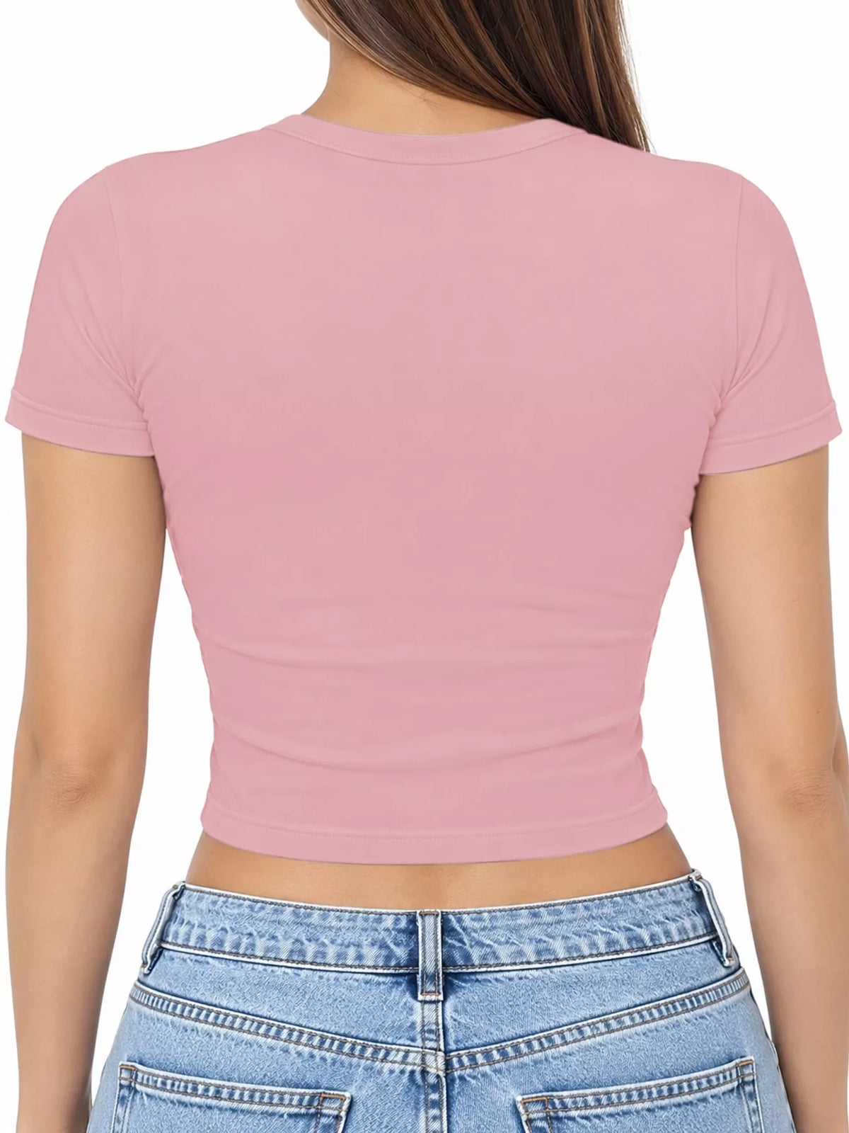 View 62 of the plain short-sleeve crewneck crop tee.