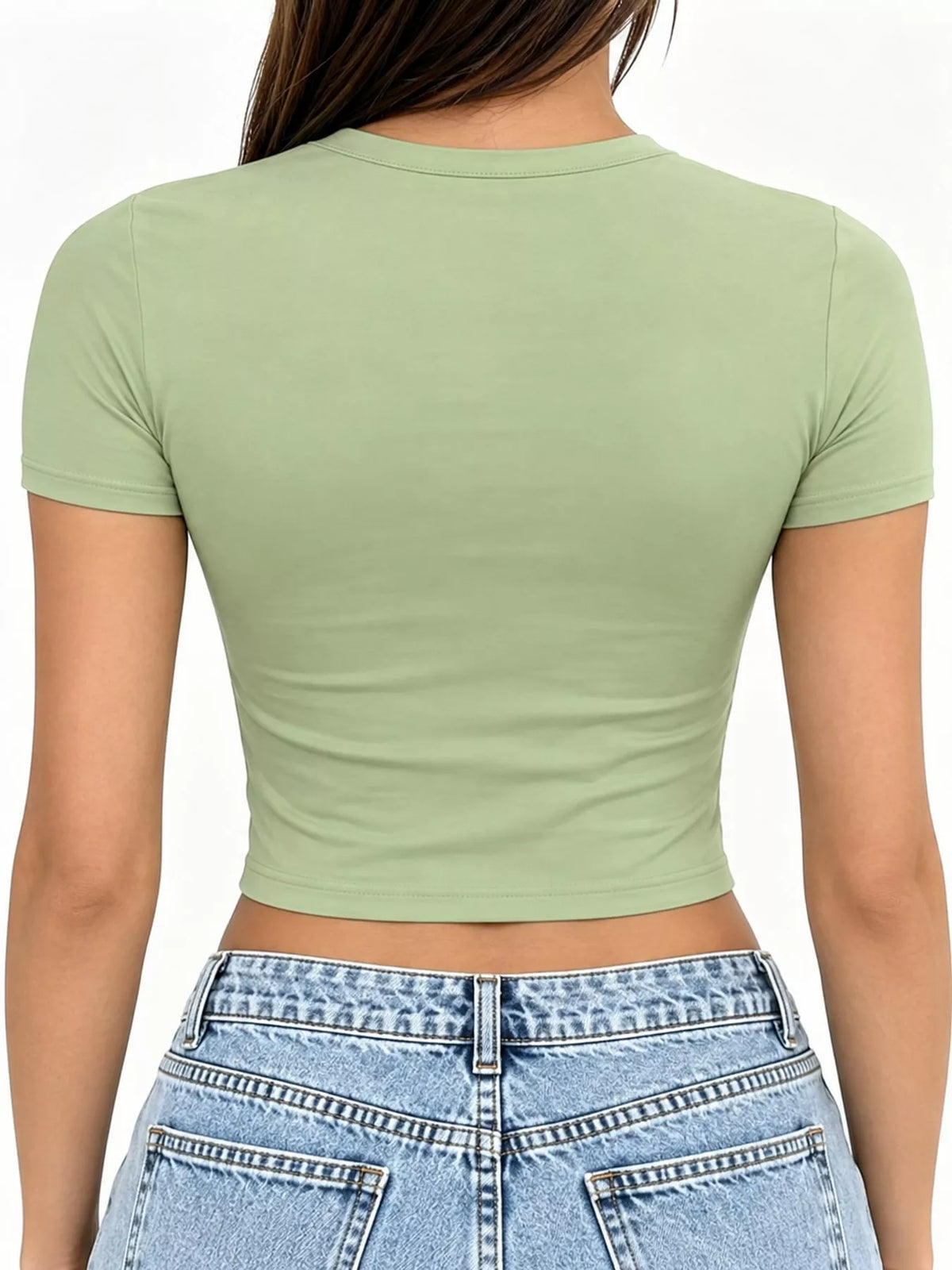 View 53 of the plain short-sleeve crewneck crop tee.