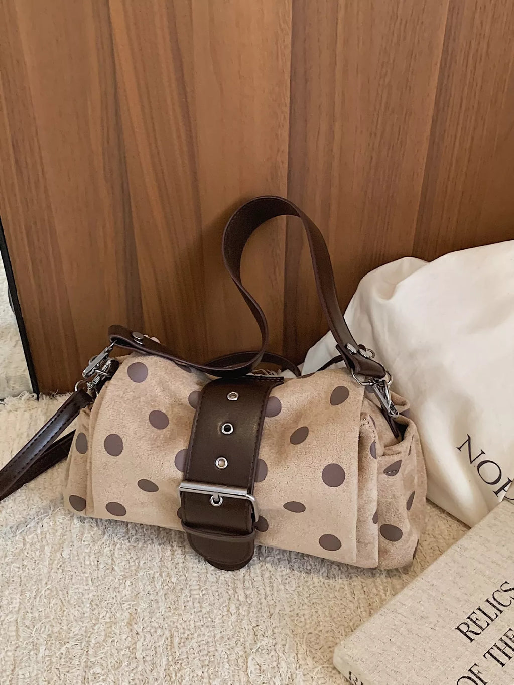 View 16 of the small polka-dot shoulder bag in PU leather.