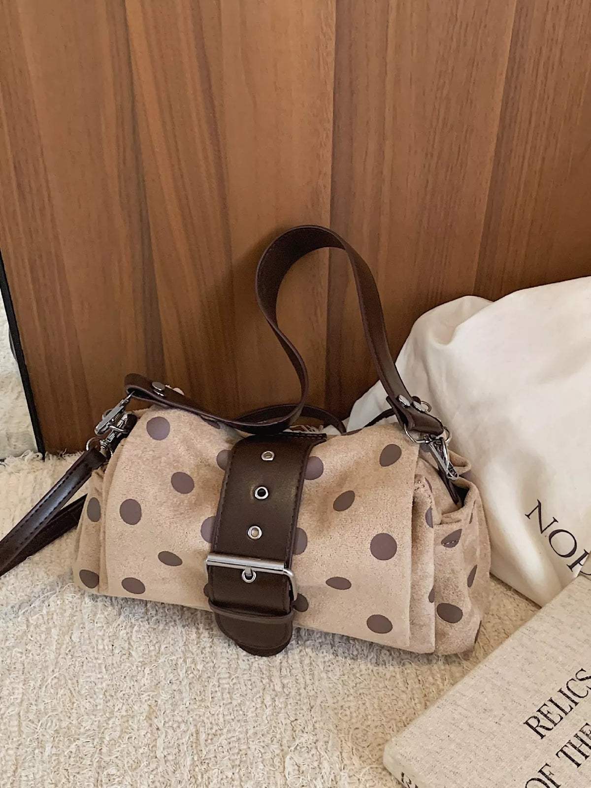 View 16 of the small polka-dot shoulder bag in PU leather.