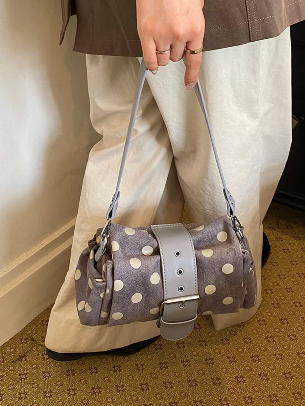 View 11 of the small polka-dot shoulder bag in PU leather.