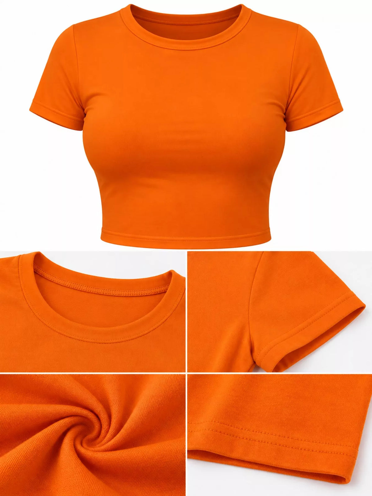 View 15 of the plain short-sleeve crewneck crop tee.