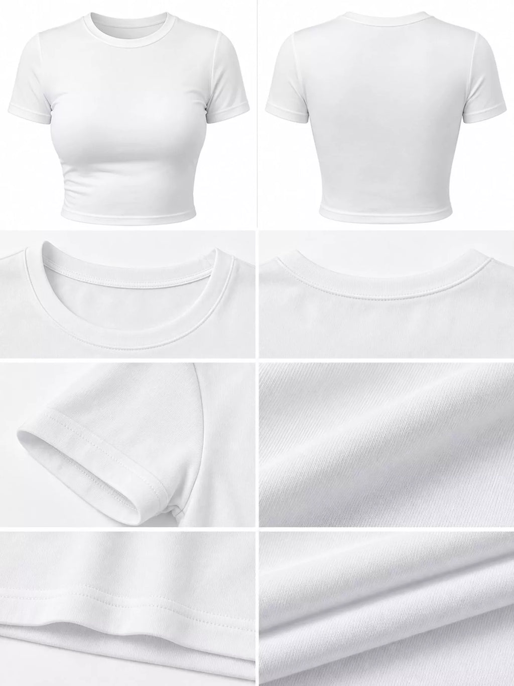 View 5 of the plain short-sleeve crewneck crop tee.