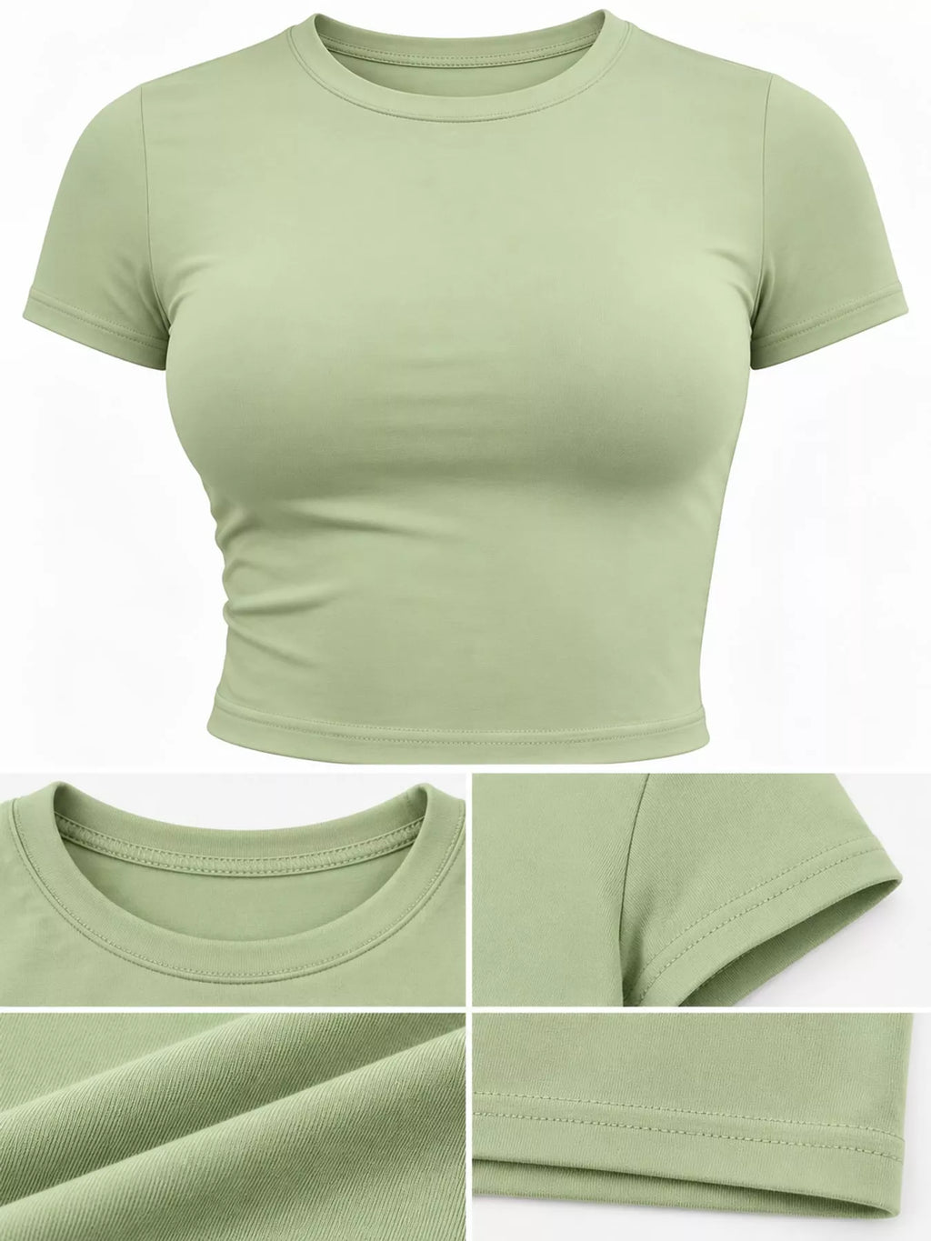 View 55 of the plain short-sleeve crewneck crop tee.