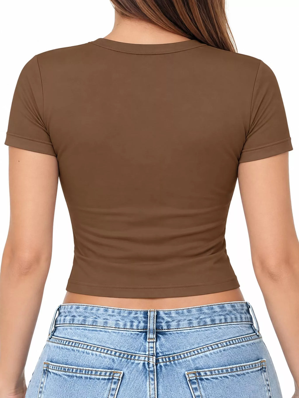 View 30 of the plain short-sleeve crewneck crop tee.