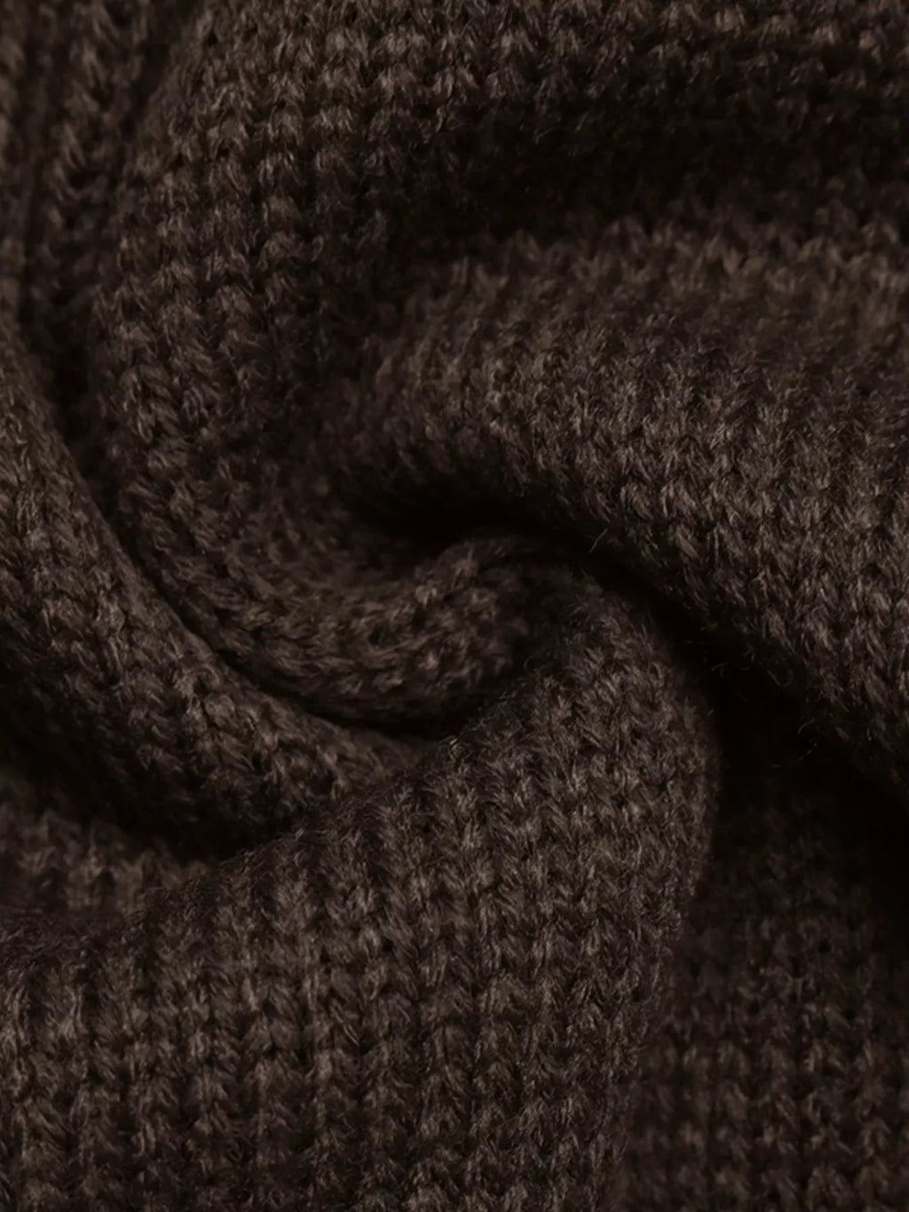 View 9 of the brown zip mock-neck cardigan with black horses on a cream chest band.