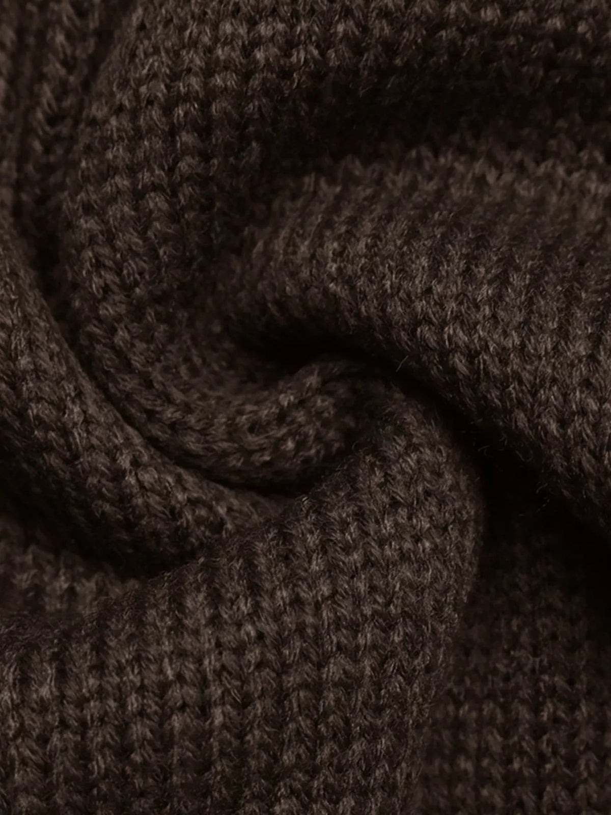 View 9 of the brown zip mock-neck cardigan with black horses on a cream chest band.