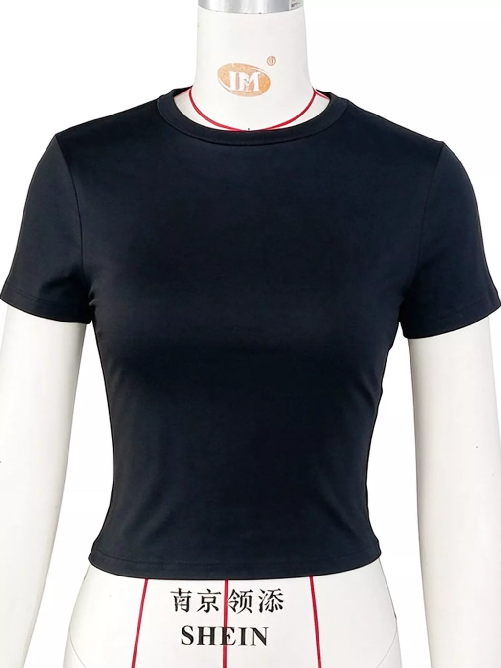 View 9 of the plain short-sleeve crewneck crop tee.