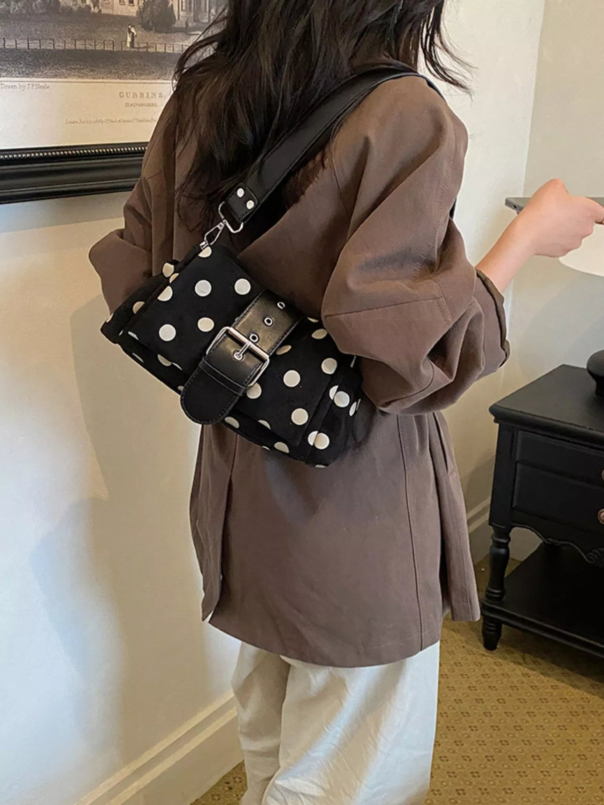 View 10 of the small polka-dot shoulder bag in PU leather.