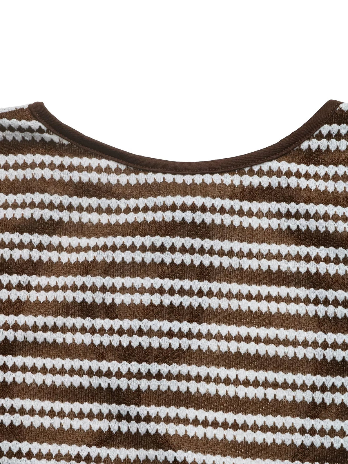 View 6 of the striped ribbed knit dress with flare sleeves.