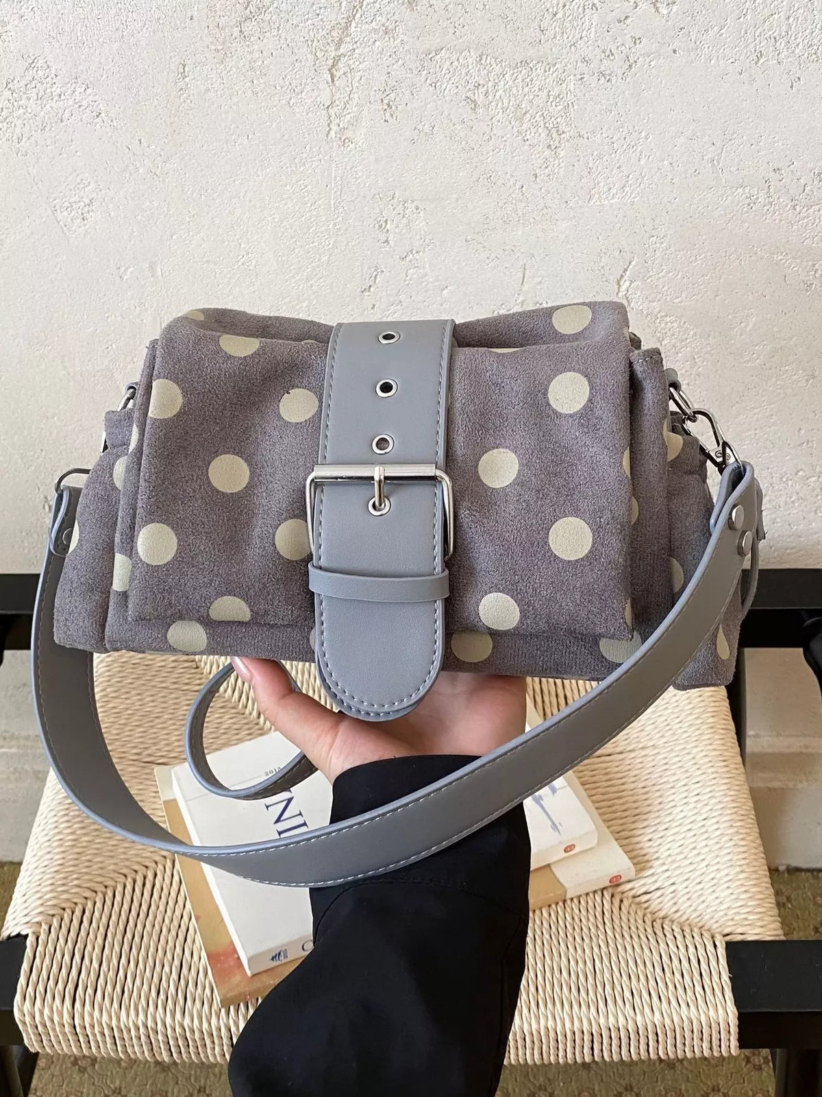 View 13 of the small polka-dot shoulder bag in PU leather.