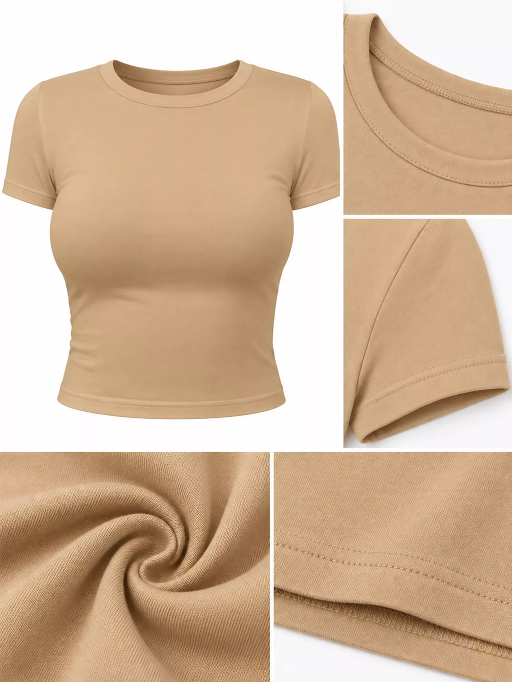 View 28 of the plain short-sleeve crewneck crop tee.