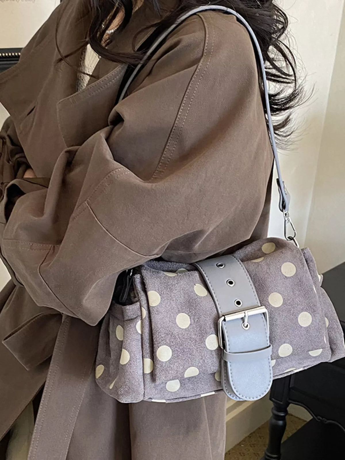 View 12 of the small polka-dot shoulder bag in PU leather.