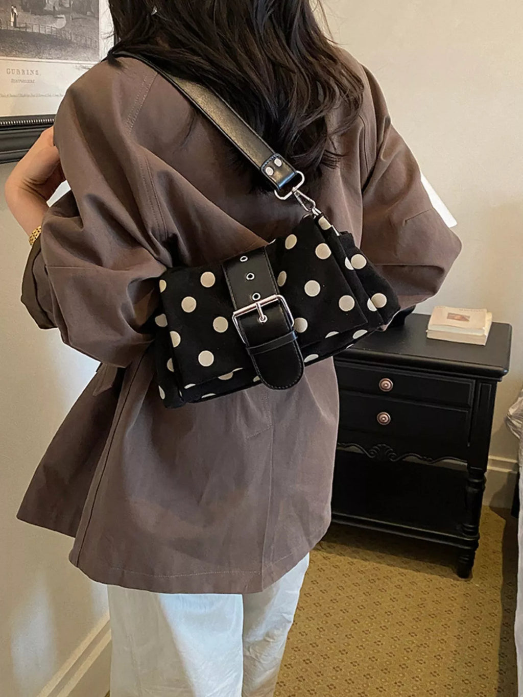 View 9 of the small polka-dot shoulder bag in PU leather.